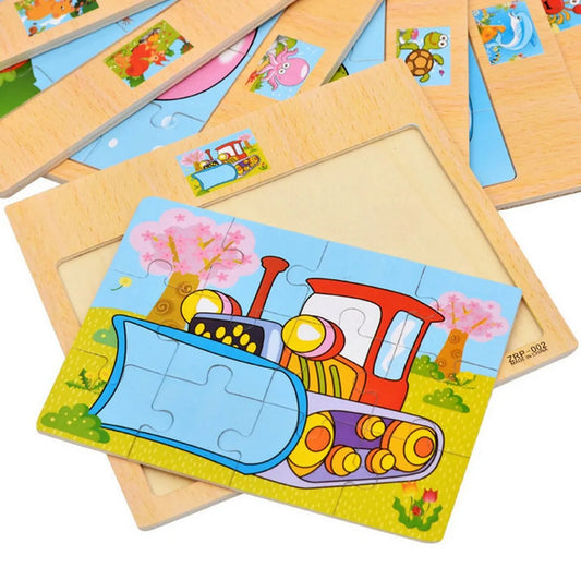 Wooden Kids Puzzle – Cartoon Educational Jigsaw Learning Toy