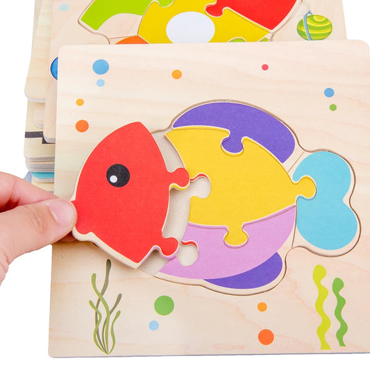 Wooden Tangram Puzzle 3D Animal Shape Learning Toy for Kids