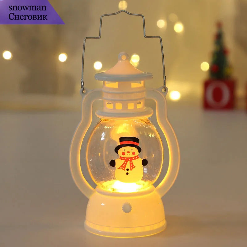 Portable LED Christmas Santa Claus Snowman Lanterns Indoor Decor Lights Battery Powered for Home Xmas New Year Navidad Ornaments
