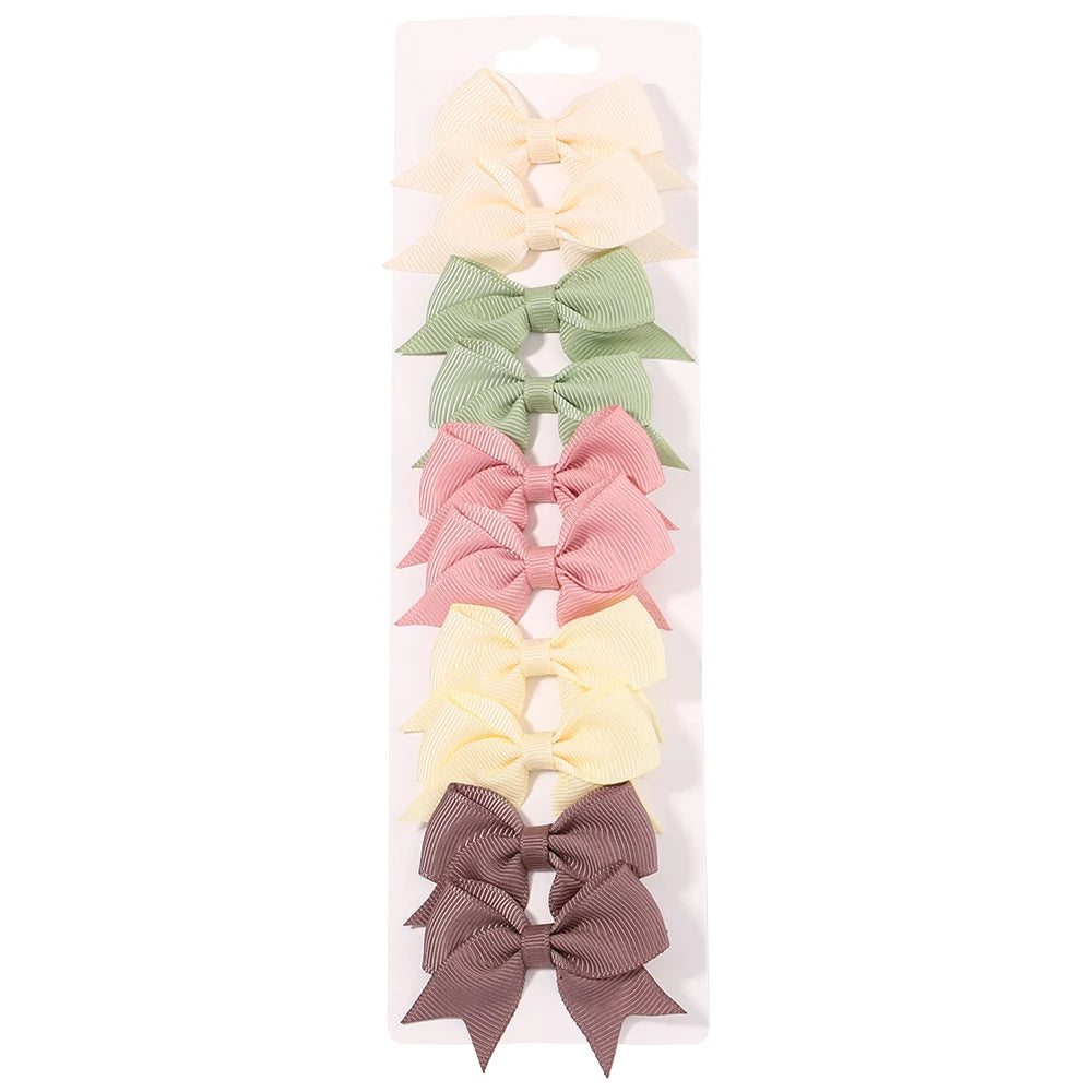 Baby Girl Hair Bows – 10-Piece Ribbon Bow Hair Clip Set
