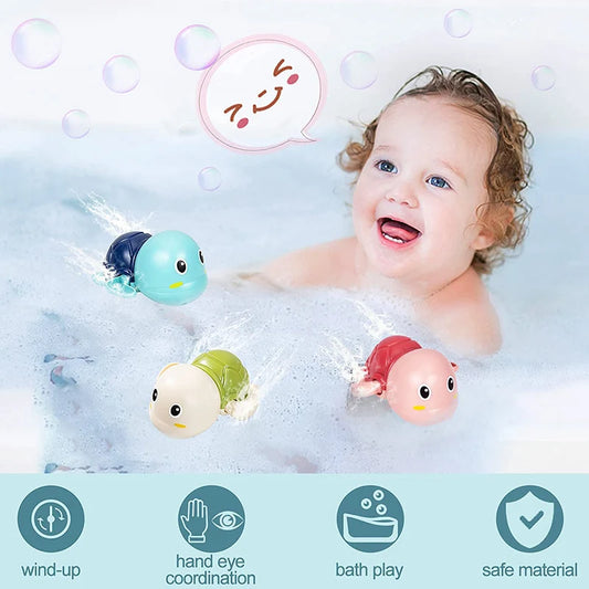 Baby Bath Toys – Wind-Up Swimming Turtle & Whale Water Toys