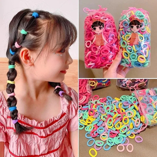 Small Hair Ties – Colorful Nylon Elastic Bands for Girls