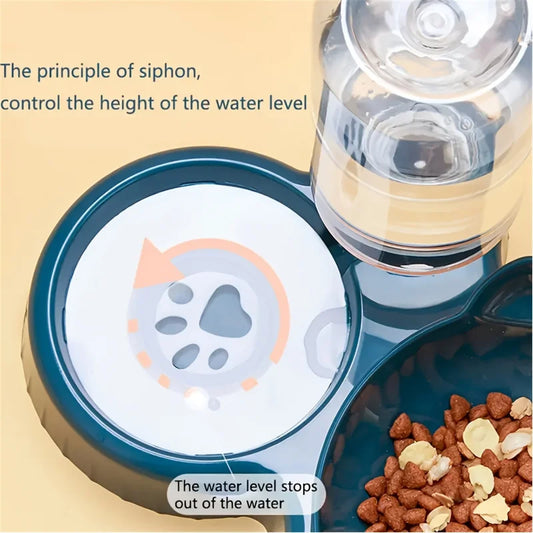 Double Cat Feeding Station – 3-in-1 Food and Water Bowl Set