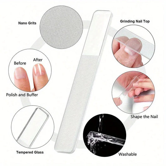 Stainless Steel Nail Clipper Set with Glass File – 4 Piece Manicure Kit