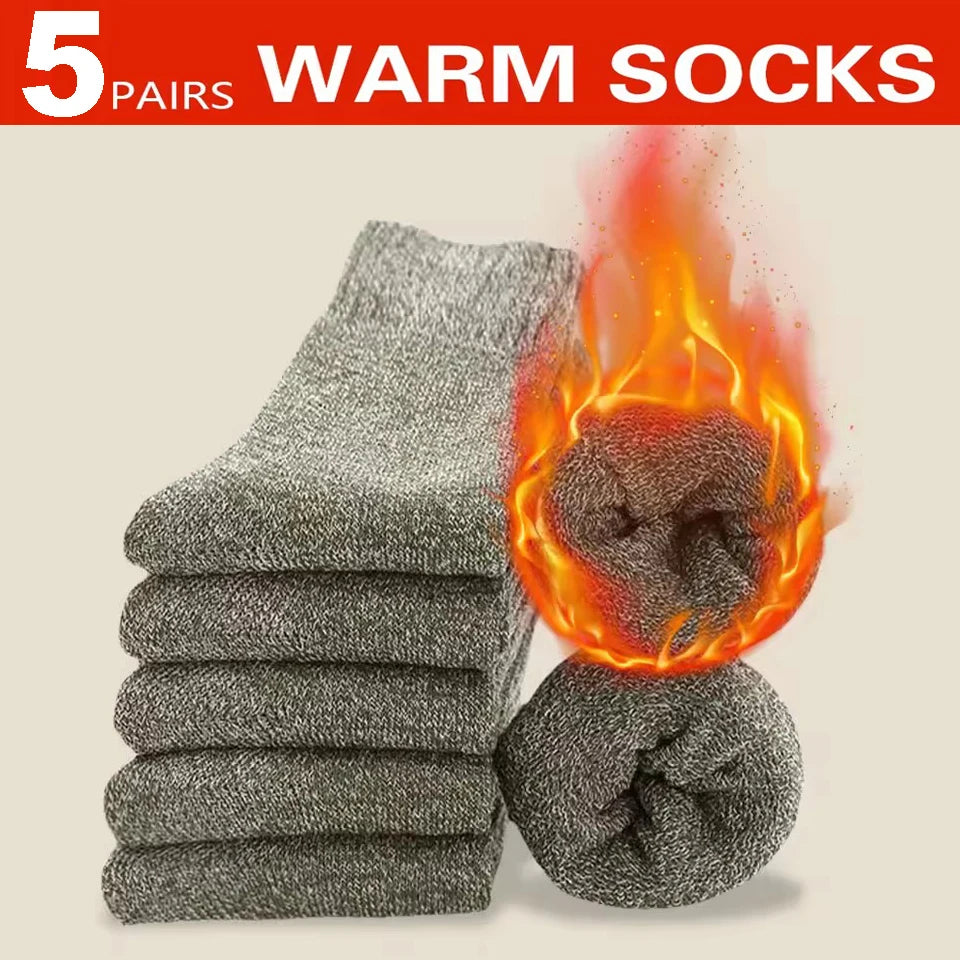 Men's Winter Socks Thick Warm Retro Crew Socks for Cold Weather