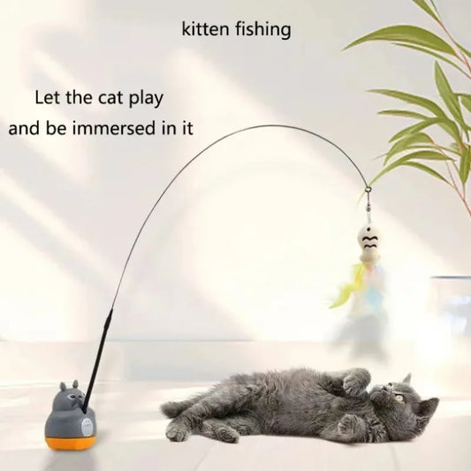 Cat Teaser Wand with Rotating Feather Toy for Interactive Play