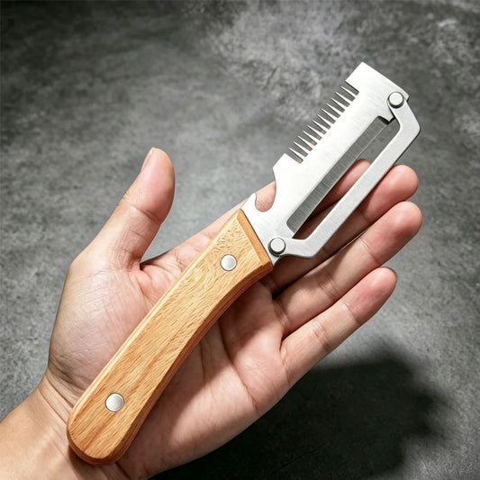Vegetable Peeler with Stainless Steel Blade and Wooden Handle