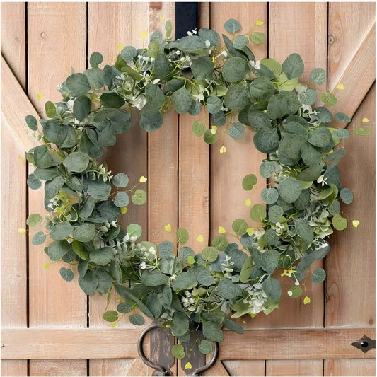Artificial Eucalyptus Garland with White Flowers & Berries – 1.8m