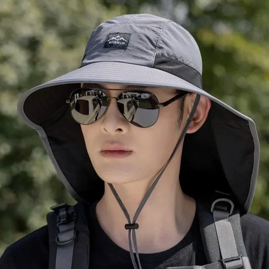 Wide Brim Sun Hat with Neck Protection for Fishing and Hiking
