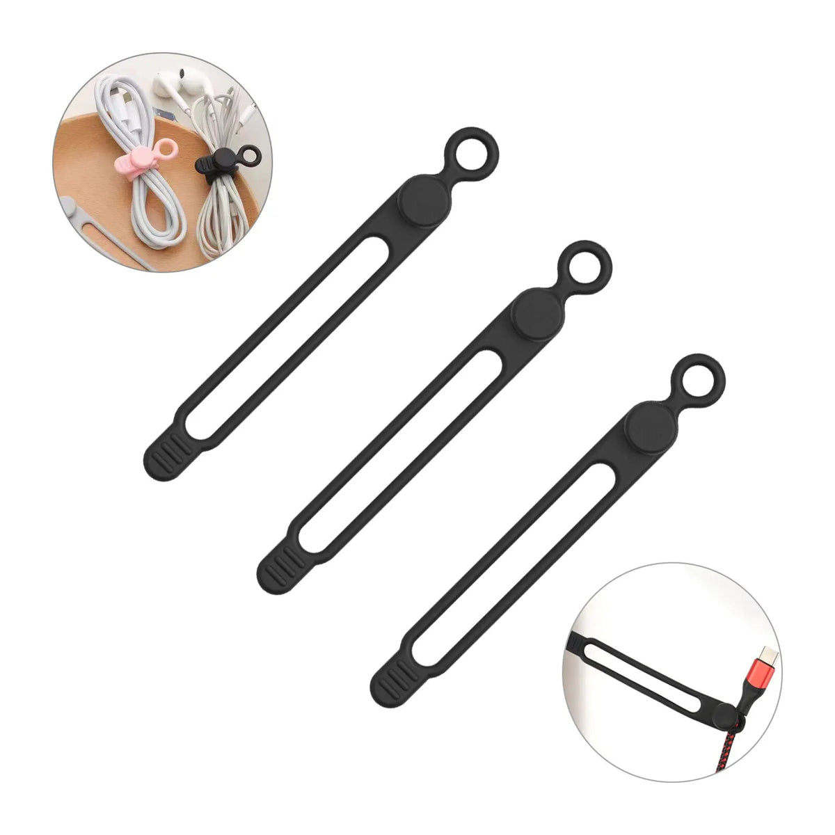 Silicone Cable Ties – Reusable Cord Organizer & Wire Straps