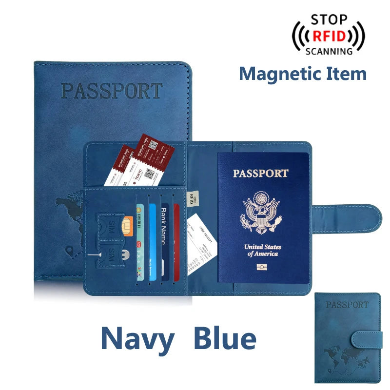 RFID Passport Holder Travel Wallet with Card and Document Slots