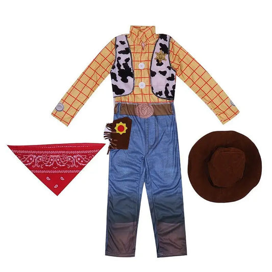 Kids Denim Cowboy Costume – Western Dress-Up Set with Hat
