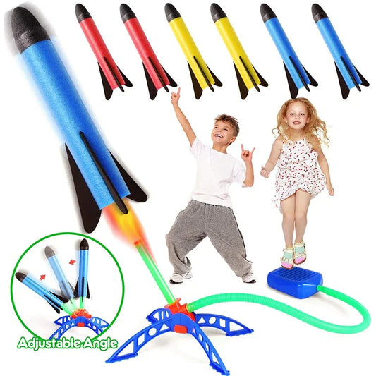 Air Powered Rocket Launcher for Kids with Foot Pump Outdoor Game