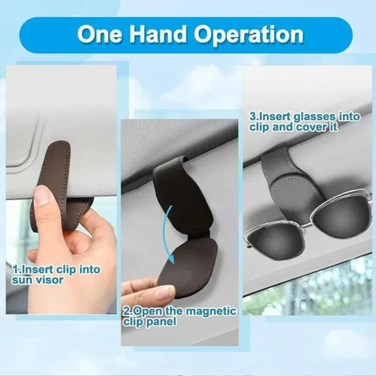 Car Sunglasses Holder Magnetic Visor Clip with Ticket Holder