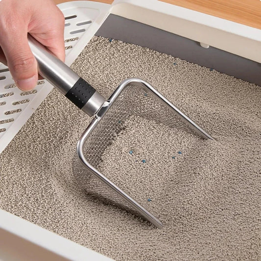 Stainless Steel Cat Litter Scoop with Fine Mesh and Ergonomic Handle
