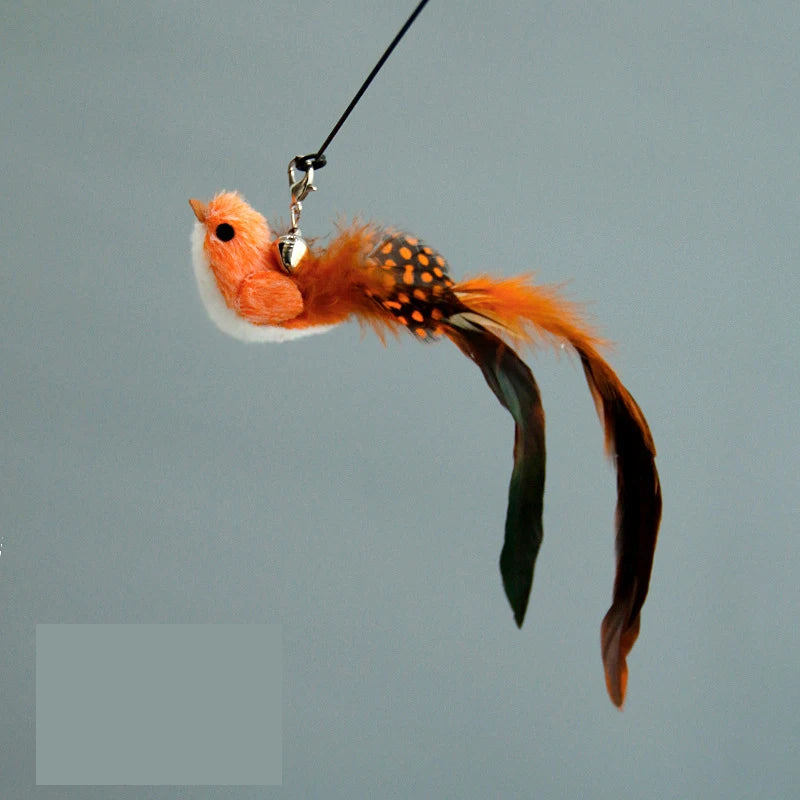 Cat Feather Toy Replacement Head with Bell for Interactive Cat Play