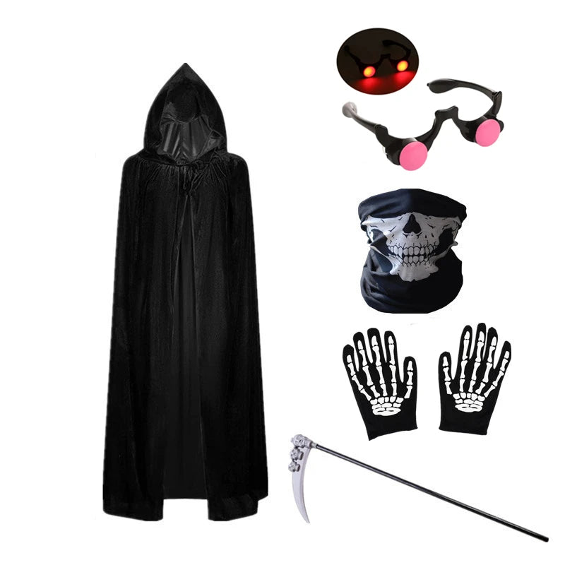 Kids Grim Reaper Costume – Halloween Robe, Mask & Gloves Set