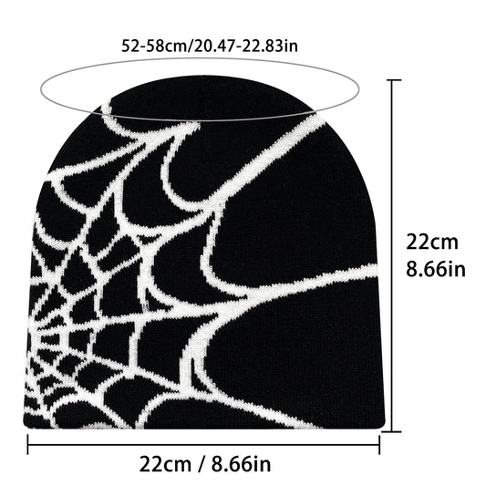 Spider Web Beanie – Unisex Y2K Knit Winter Hat