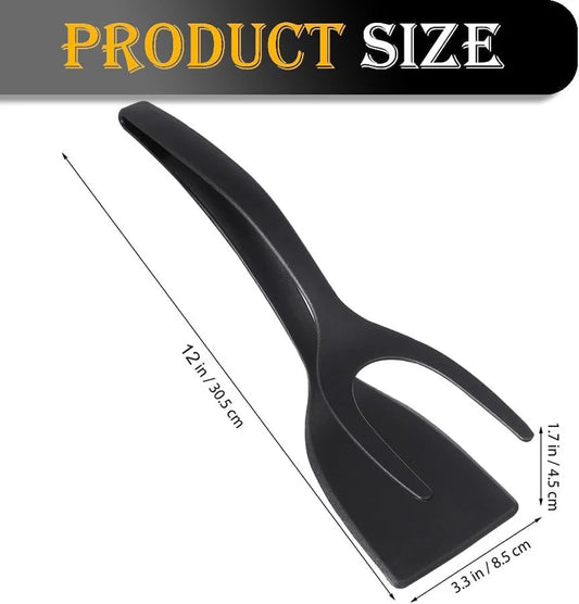 2-in-1 Spatula Tongs – Nylon Flip & Grip Kitchen Cooking Utensil