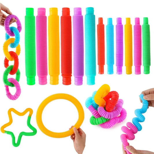 Colorful Pop Tubes – Stretchy Sensory Fidget Toy for Stress Relief