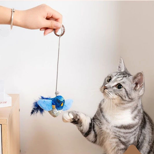 Interactive Bird Cat Toy – Hanging Cat Teaser with Catnip