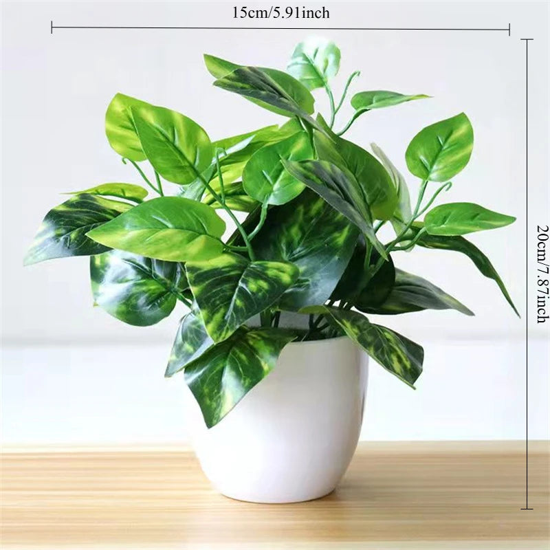 1PC Artificial Foliage Plant Pot Bonsai Party Mall Home Desktop Office Decor Small Bonsai Fake Flower Potted Home Decorations