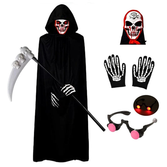 Kids Grim Reaper Costume – Halloween Robe, Mask & Gloves Set