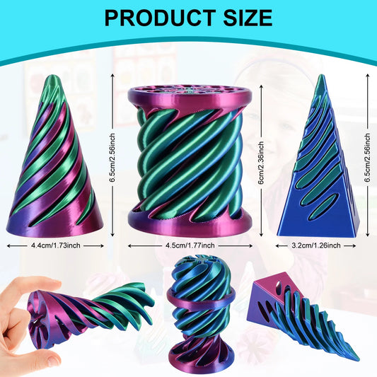 Spiral Fidget Toy 3-Pack 3D Printed Impossible Passthrough Desk Toy