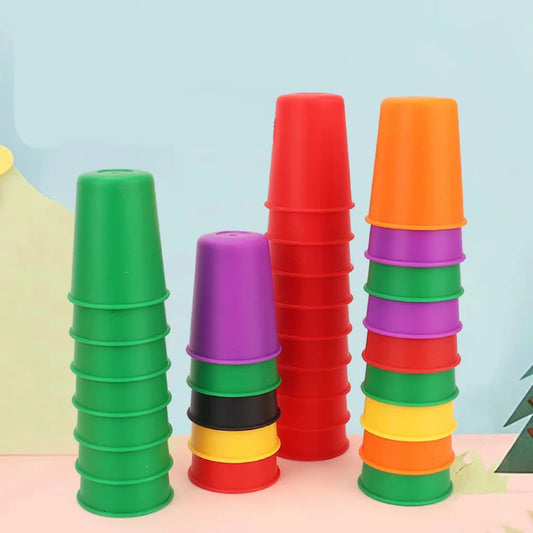 Color Matching Stacking Cups Game with Cards for Kids
