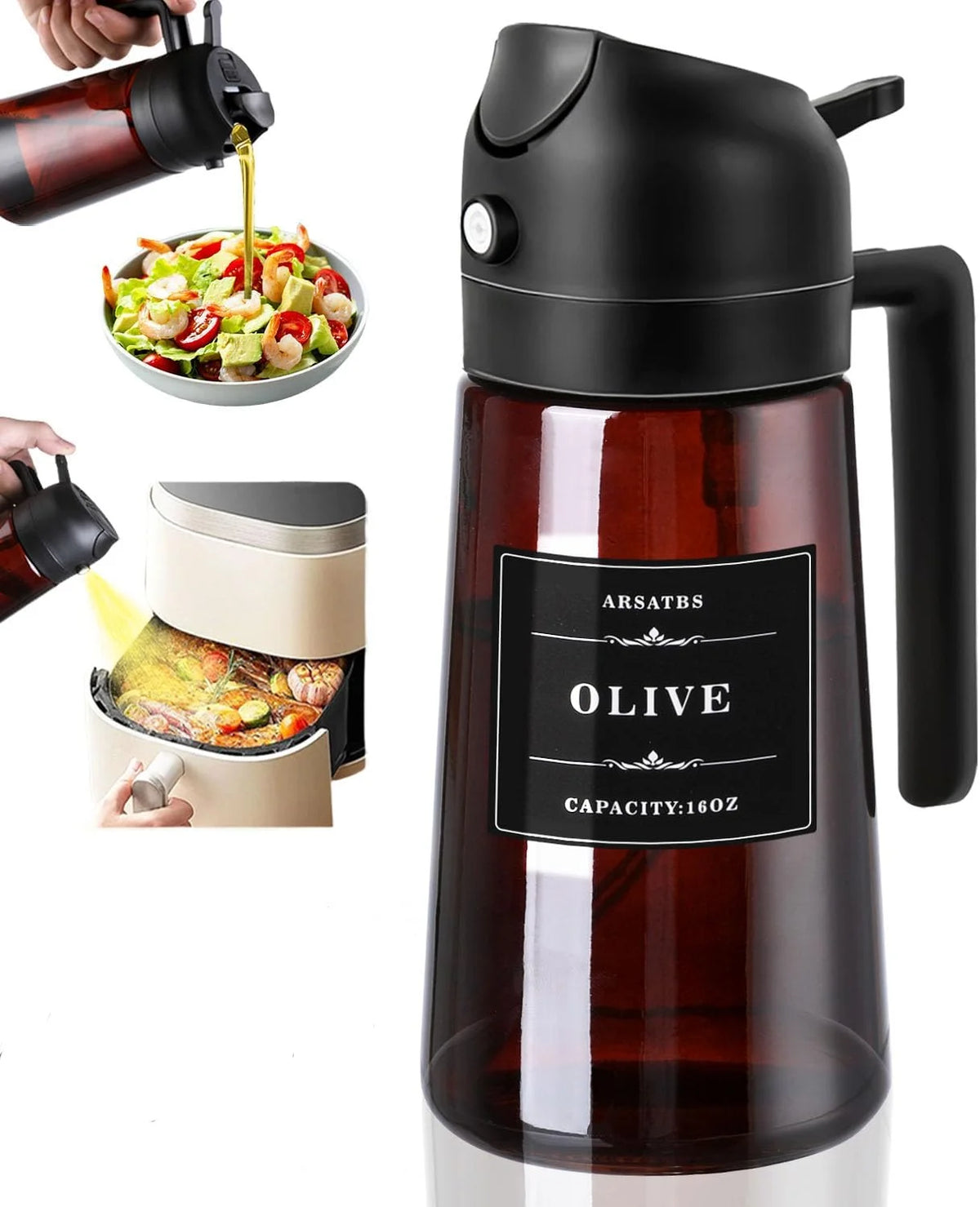 2-in-1 Olive Oil Sprayer and Dispenser Bottle for Cooking