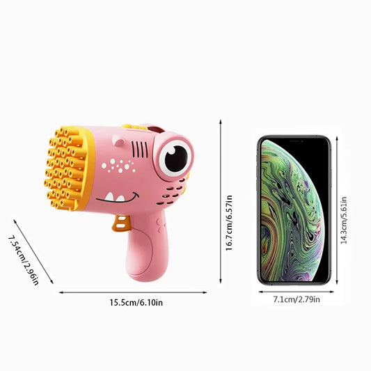 Dinosaur Bubble Gun with 40 Holes for Outdoor Parties and Play