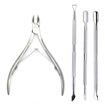 Manicure Nail Care Kit – 4-Piece Stainless Steel Cuticle Tool Set