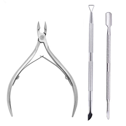Manicure Nail Care Kit – 4-Piece Stainless Steel Cuticle Tool Set