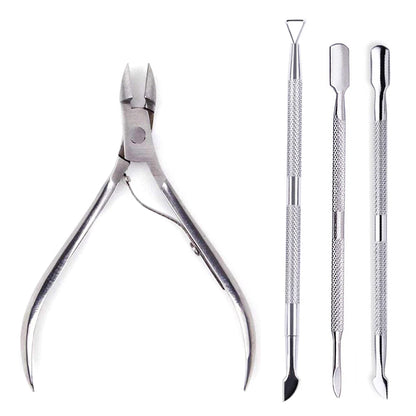 Manicure Nail Care Kit – 4-Piece Stainless Steel Cuticle Tool Set