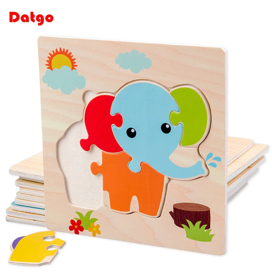 Wooden Tangram Puzzle 3D Animal Shape Learning Toy for Kids