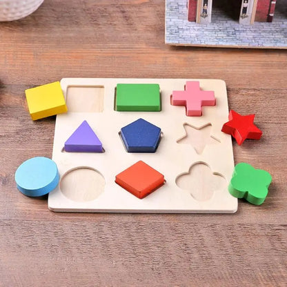 Wooden Shape Sorting Puzzle for Toddlers and Preschool Learning
