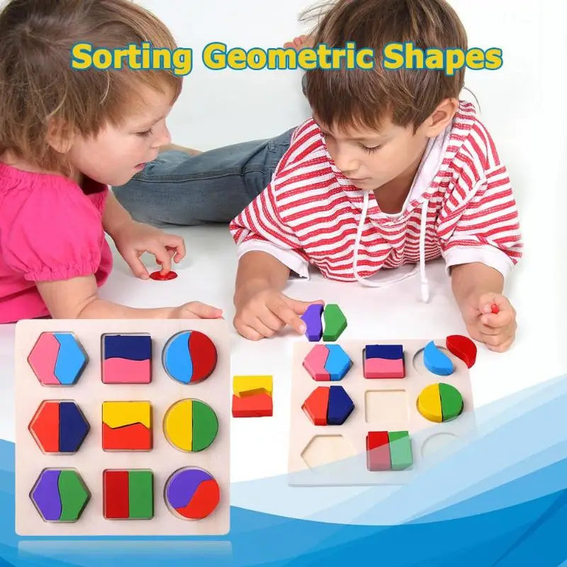 Wooden Shape Sorting Puzzle for Toddlers and Preschool Learning