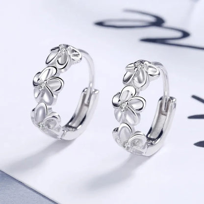925 Sterling Silver Zircon Earrings for Women with Cute Floral Design