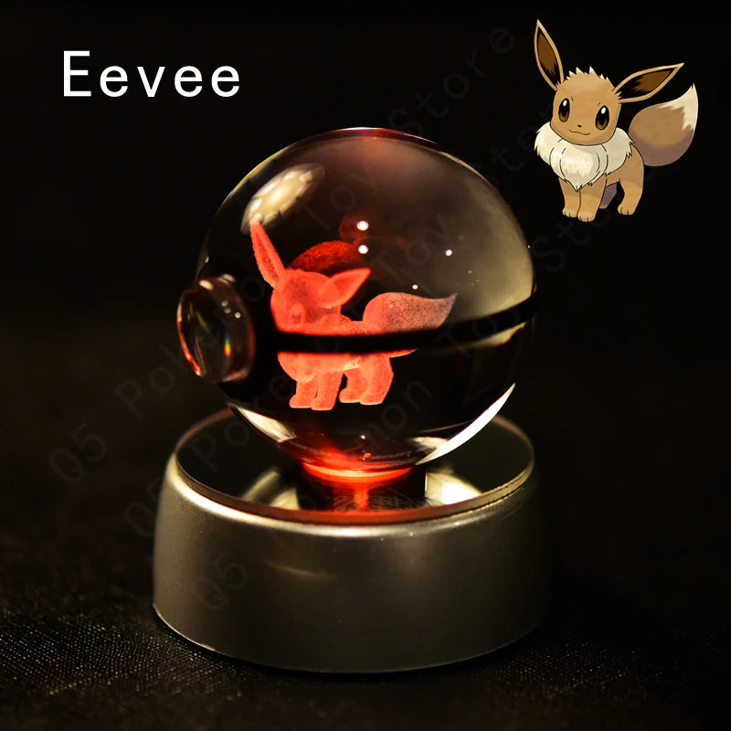 Crystal Ball Night Light with LED Base, 50mm Glass Decor