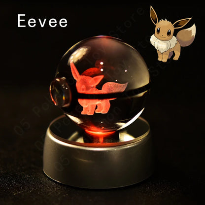 Crystal Ball Night Light with LED Base, 50mm Glass Decor