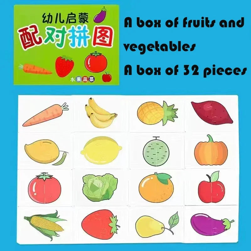 Card Matching Puzzle – 32 Pcs Animal Early Learning Game