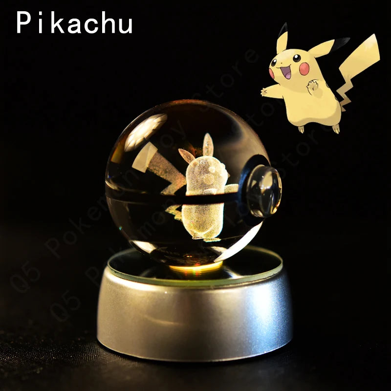 Crystal Ball Night Light with LED Base, 50mm Glass Decor