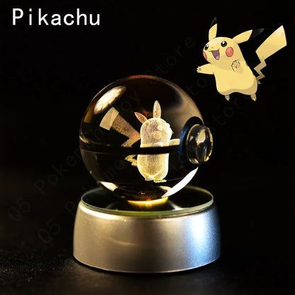 Crystal Ball Night Light with LED Base, 50mm Glass Decor