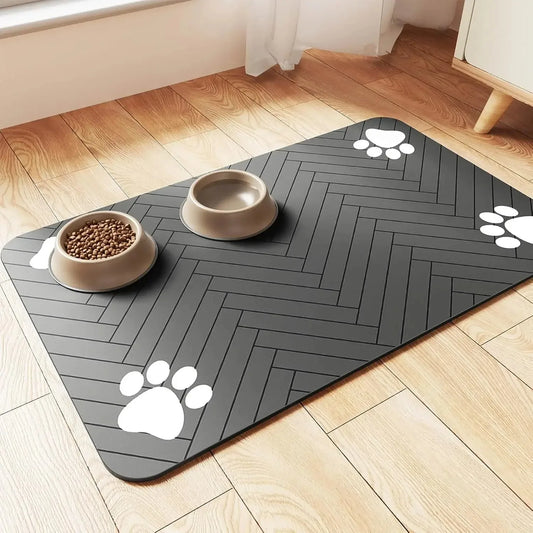 Pet Feeding Mat for Dogs & Cats, Absorbent Waterproof Non-Slip Bowl Mat