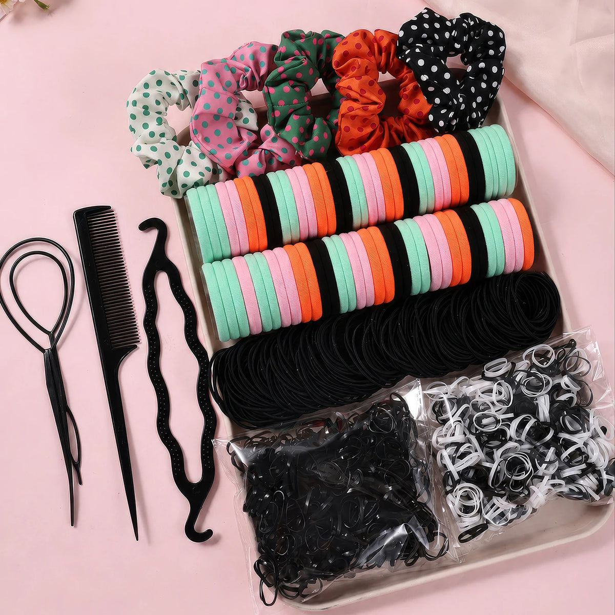 1109PCS Women's Hair Accessories Set with Elastic Bands & Scrunchies
