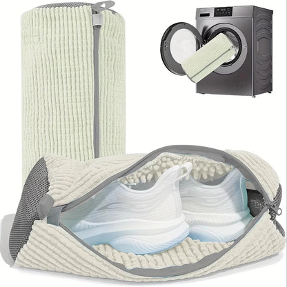 Shoe Washing Bag with Fluffy Fiber for Machine Cleaning