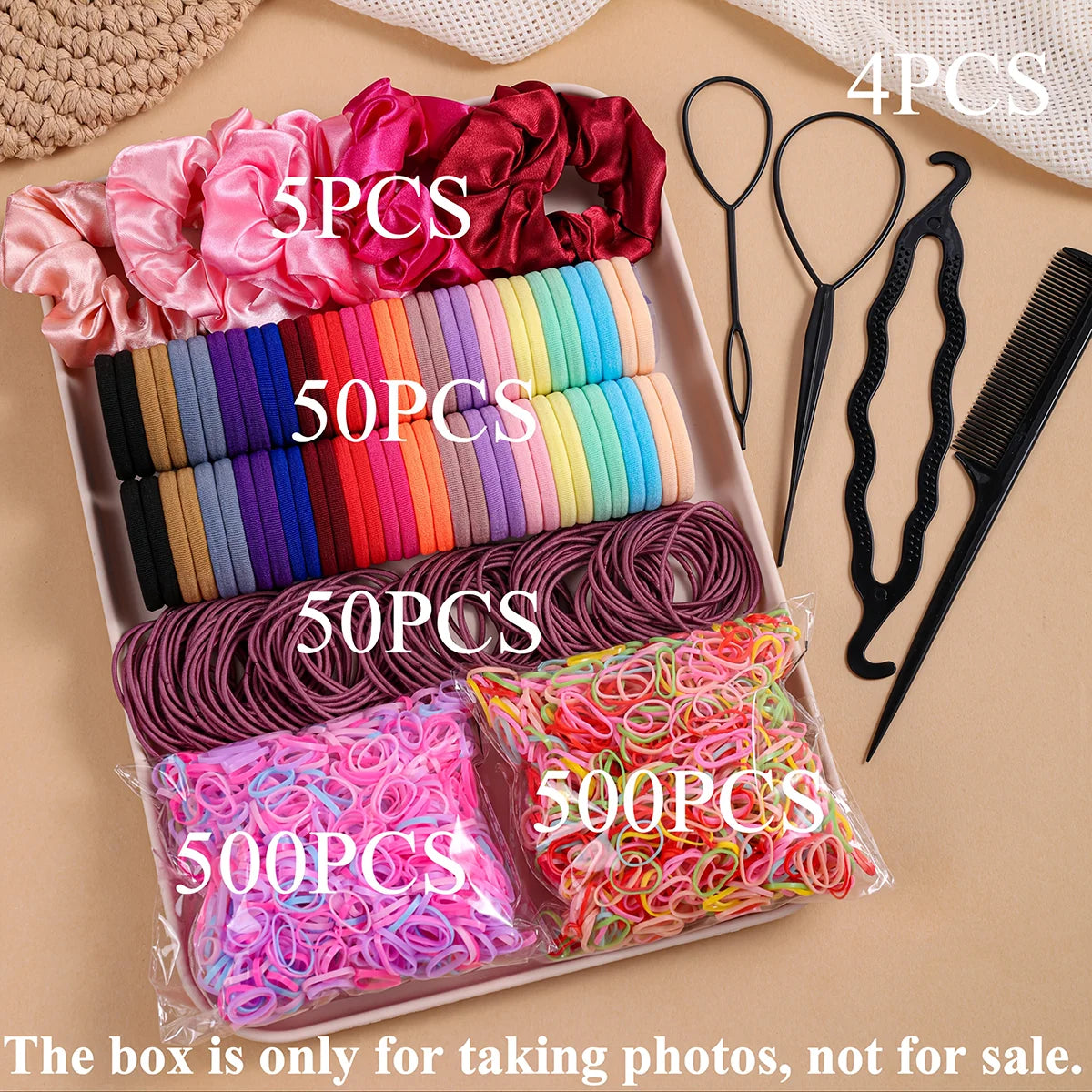 1109PCS Women's Hair Accessories Set with Elastic Bands & Scrunchies