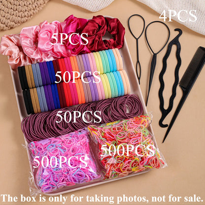 1109PCS Women's Hair Accessories Set with Elastic Bands & Scrunchies