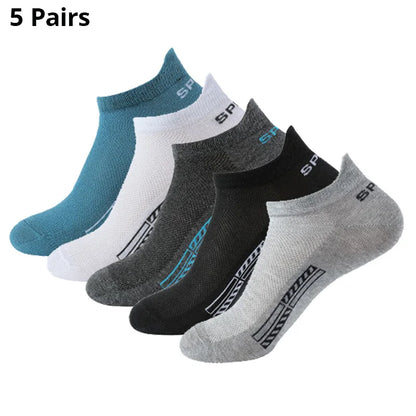 Men's Breathable Socks – Thin Mesh Sports Ankle Socks, 5–20 Pairs