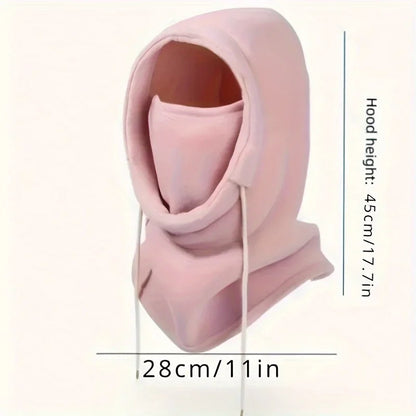 Winter Balaclava Knit Hood with Drawstring Windproof Face Cover